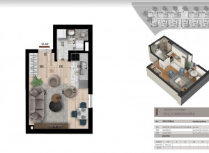 Студия в Баре на первом этаже многоквартирного дома без террасы -57.500 евро